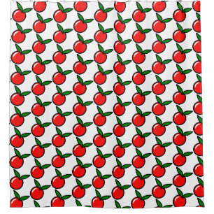 Niedlicher Apple Cherry Red Fruit Spaß Küche Carto Duschvorhang