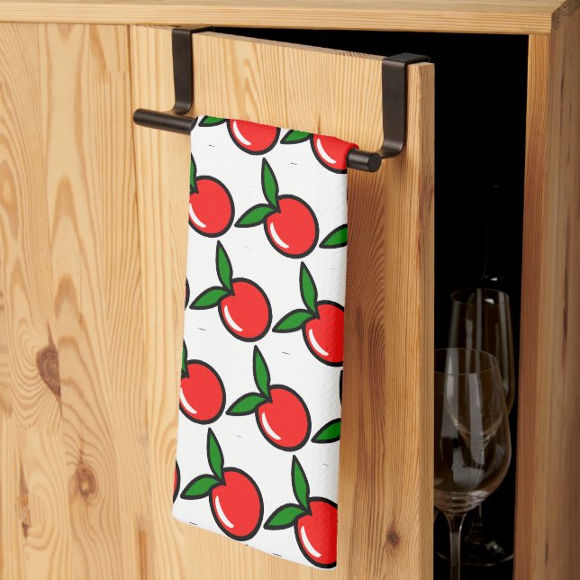 Niedlicher Apple Cherry Red Fruit Spaß Küche Carto Geschirrtuch (Drittel gefaltet)