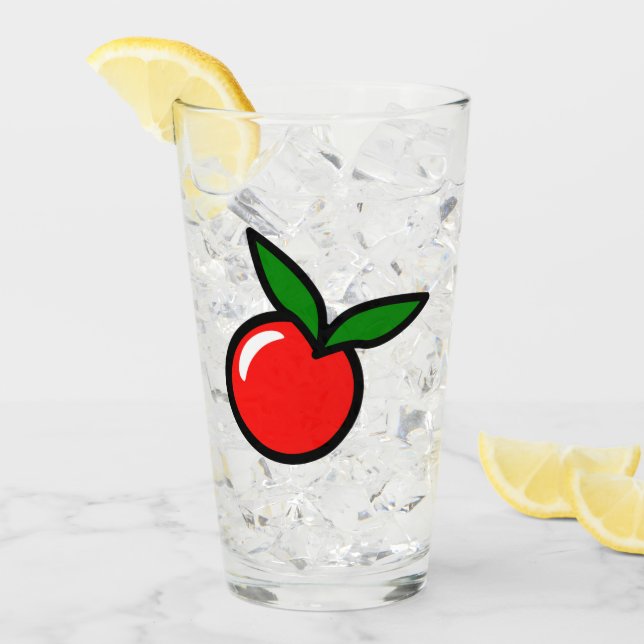 Niedlicher Apple Cherry Red Fruit Spaß Küche Carto Glas (Vorderseite Ice)