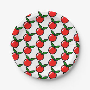 Niedlicher Apple Cherry Red Fruit Spaß Küche Carto Pappteller
