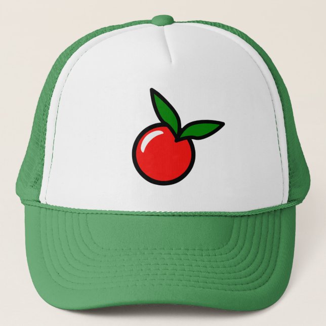 Niedlicher Apple Cherry Red Fruit Spaß Küche Carto Truckerkappe (Vorderseite)