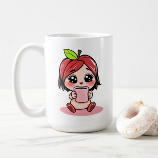 Niedlicher Apple Head Chibi Drink Kaffee Kaffeetasse