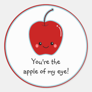 Niedlicher Apple meines Augen-Cartoon Runder Aufkleber