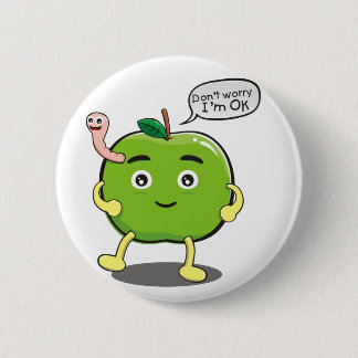 niedlicher Apple mit niedlichem Wurm Button
