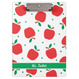 Niedlicher Apple Mustertehrer Name Red Green Klemmbrett