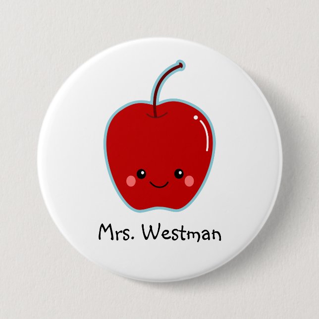 Niedlicher Apple personalisiert für Lehrer Button (Vorderseite)