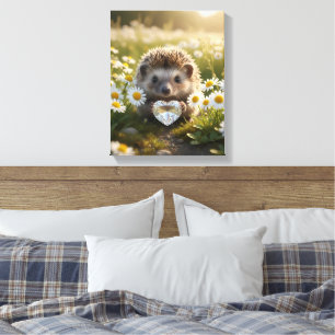 Niedlicher April-Igel mit Diamantherz Leinwanddruck