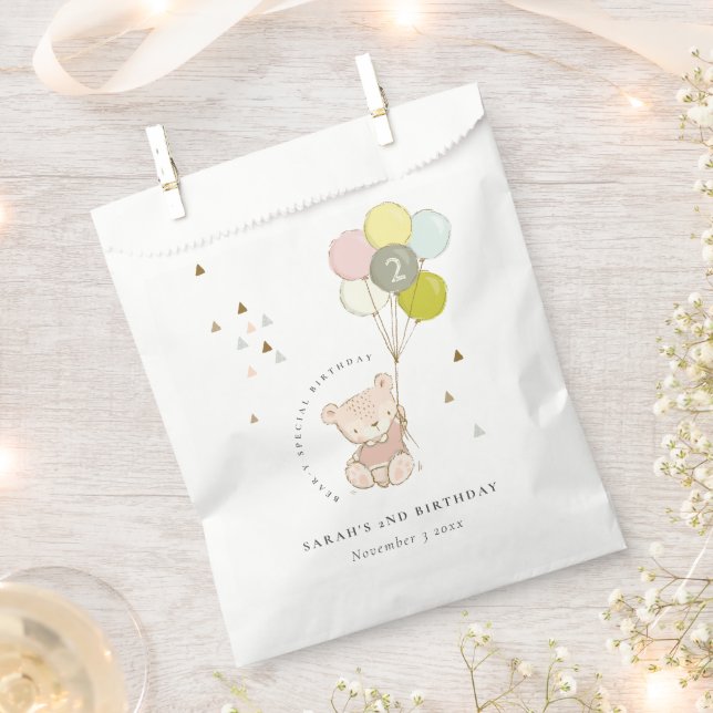 Niedlicher Aqua Blush Bärenballon jedes Alter Gebu Geschenktütchen (Ausgeschnitten)