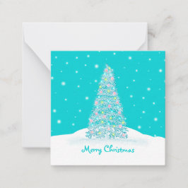 Niedlicher Aquamariner Aqua Mini Weihnachtsbaum Mitteilungskarte