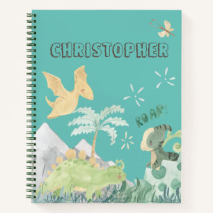 Niedlicher Aquamariner Dinosaurier Notizbuch