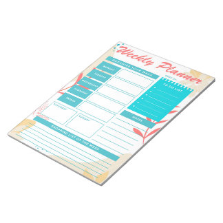Niedlicher Aquamariner Grüner Wochenplaner Notepad Notizblock