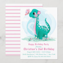 Niedlicher Aquamariner Rosa Dinosaurier 2. Geburts