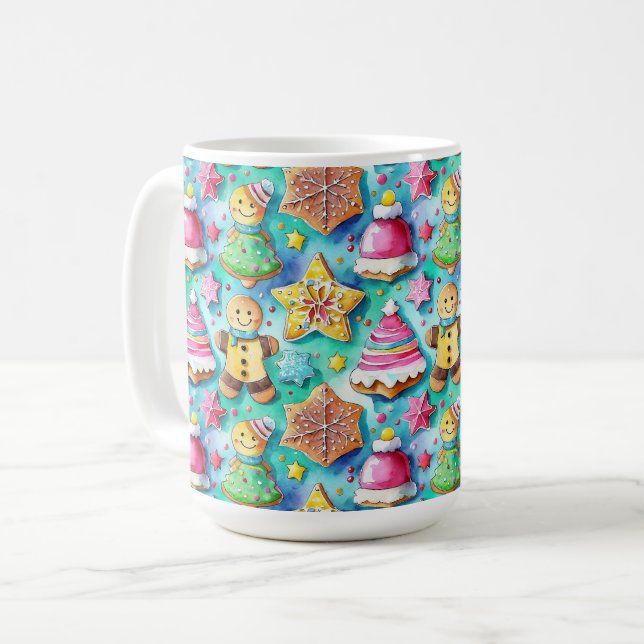 Niedlicher Aquarell Cartoon Lebkuchen Cookie Kaffeetasse (Vorderseite Links)