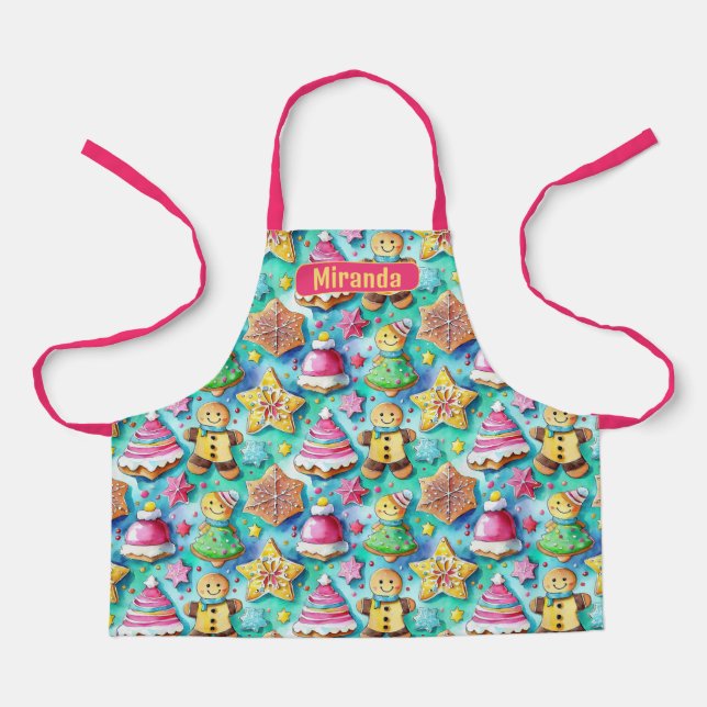 Niedlicher Aquarell Cartoon Lebkuchen Cookie Schürze (Vorderseite)