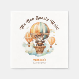 Niedlicher Aquarellbär mit Balloons Babydusche Serviette