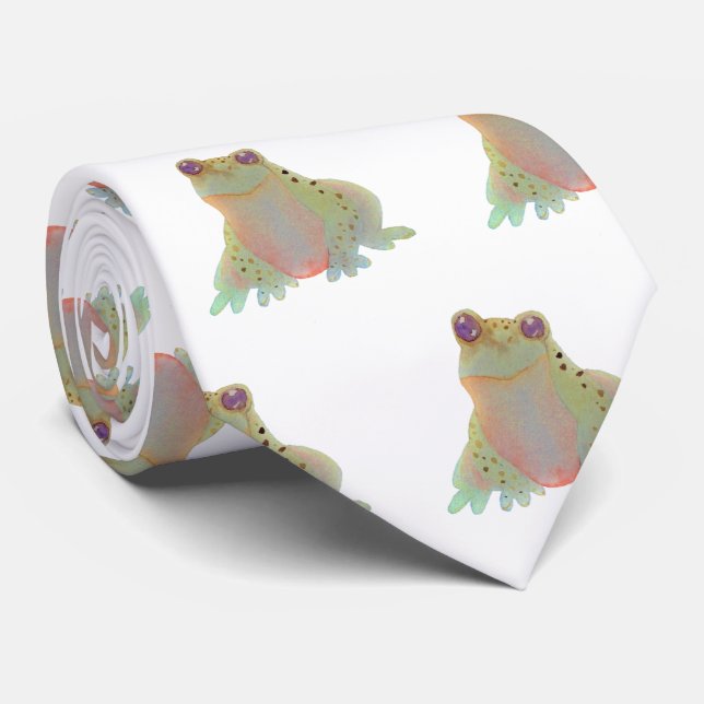 Niedlicher Aquarellfrosch Krawatte (Gerollt)