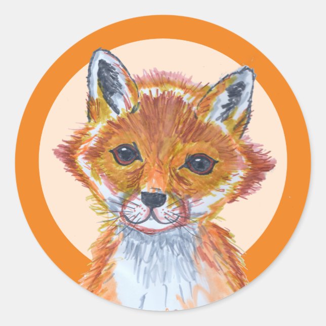 Niedlicher Aquarellfuchs Runder Aufkleber (Vorderseite)