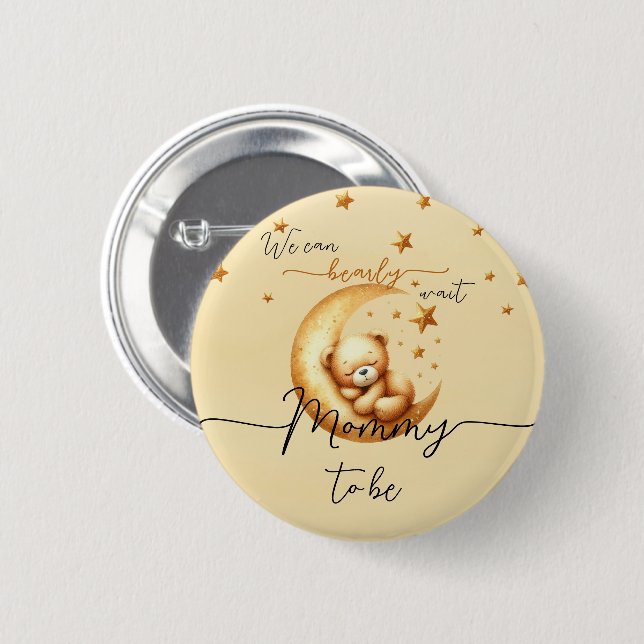 Niedlicher Aquarellschläfer auf der Mommy to be Mo Button (Vorne & Hinten)