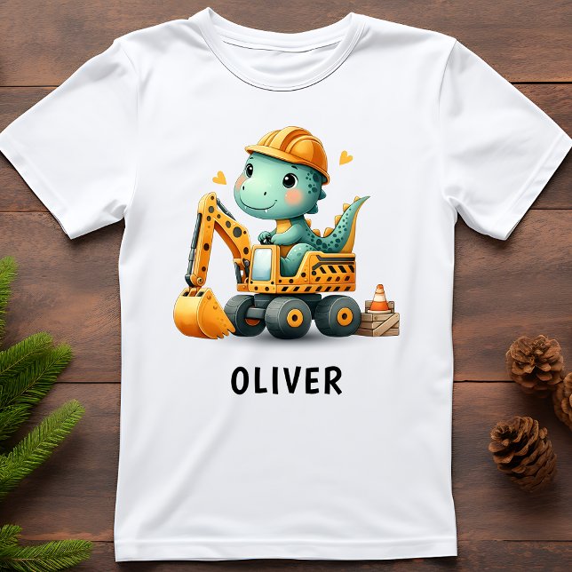 Niedlicher Arbeiter Dinosaurier auf einem Bagger T-Shirt (Von Creator hochgeladen)