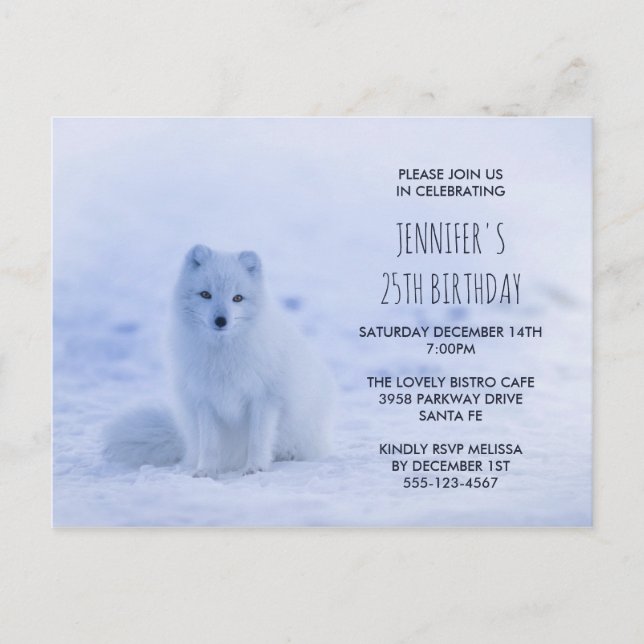 Niedlicher arktischer Fox auf der Snow Birthday Pa Postkarte (Vorderseite)