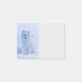 Niedlicher arktischer Fox im Hintergrund des schne Post-it Klebezettel