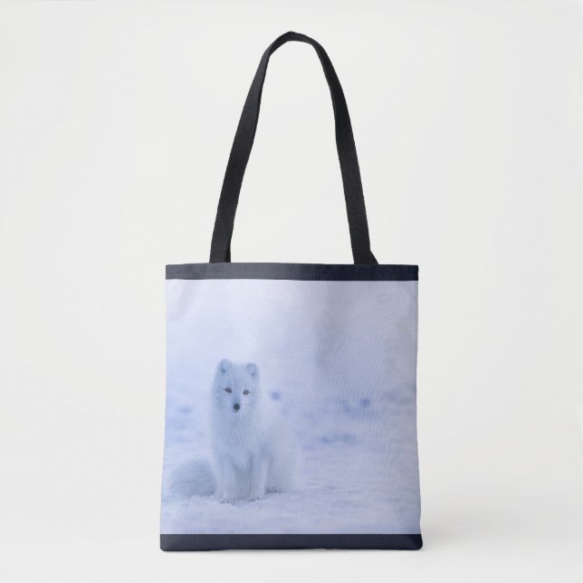 Niedlicher arktischer Fox im Hintergrund des schne Tasche (Vorderseite)