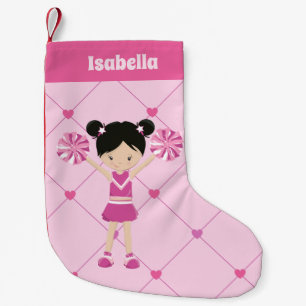 Niedlicher asiatischer Cheerleader Pink Personalis Kleiner Weihnachtsstrumpf