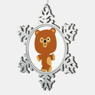 Niedlicher Assertive Cartoon Bärenholz-Ornament Schneeflocken Zinn-Ornament