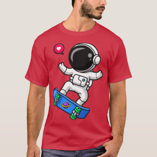 Niedlicher Astronaut Cartoon für Skateboard1 T-Shirt
