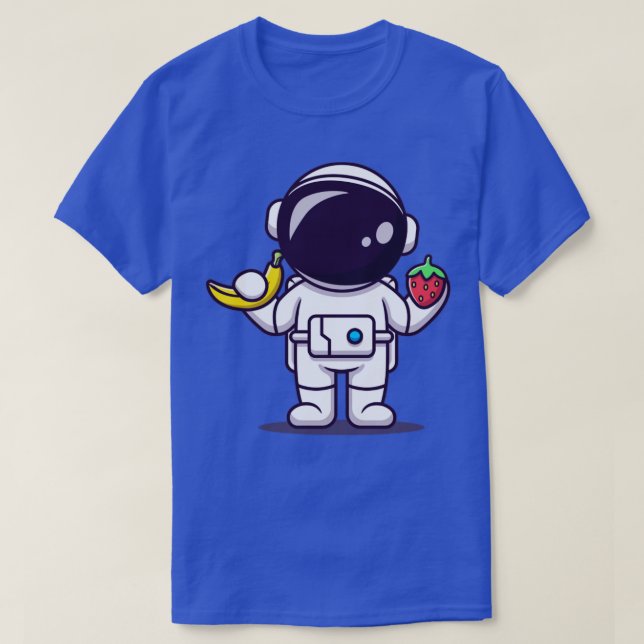 Niedlicher Astronaut, der Banane und Erdbeeren häl T-Shirt (Design vorne)