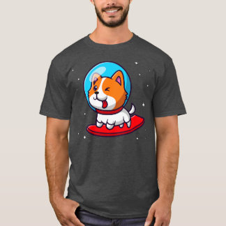 Niedlicher Astronaut im Weltraum-Cartoon surfen T-Shirt