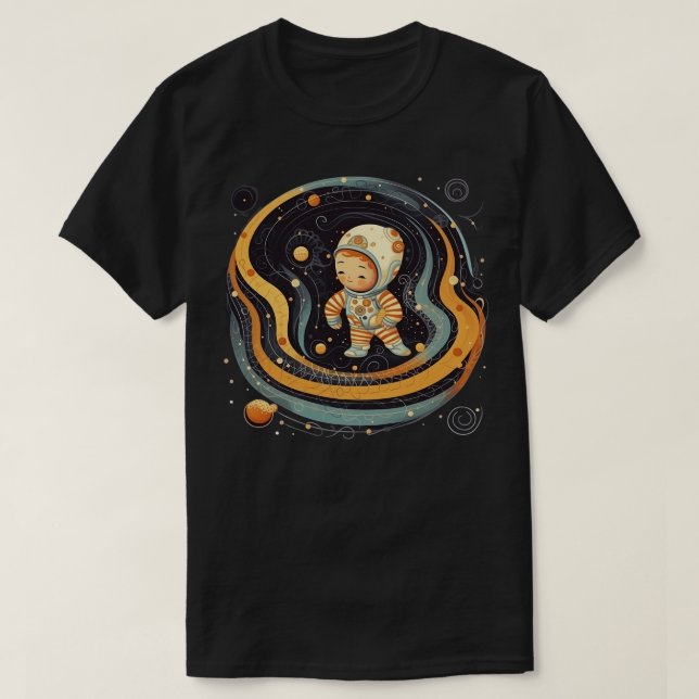 Niedlicher Astronaut im wirl der Muster des Frakta T-Shirt (Design vorne)