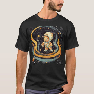 Niedlicher Astronaut im wirl der Muster des Frakta T-Shirt