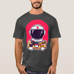 Niedlicher Astronaut isst Sushi T-Shirt