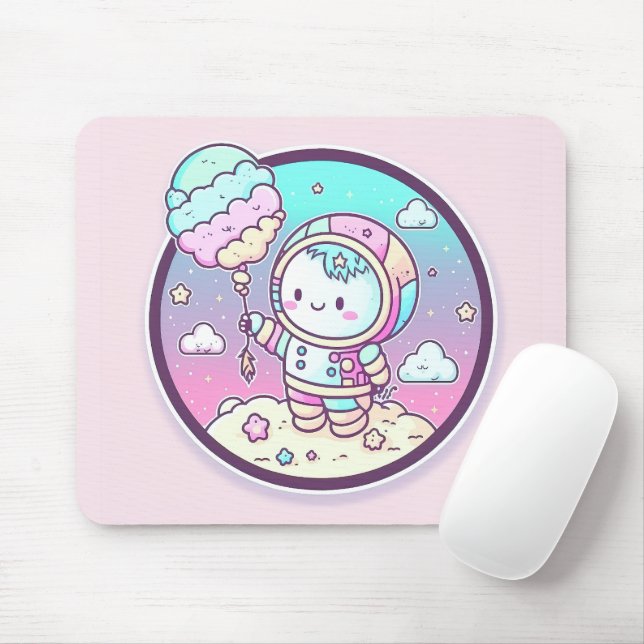 Niedlicher Astronaut mit Eiscreme-Baloon auf dem M Mousepad (Mit Mouse)