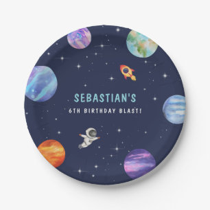 Niedlicher Astronautenplanet Geburtstagsparty Pappteller