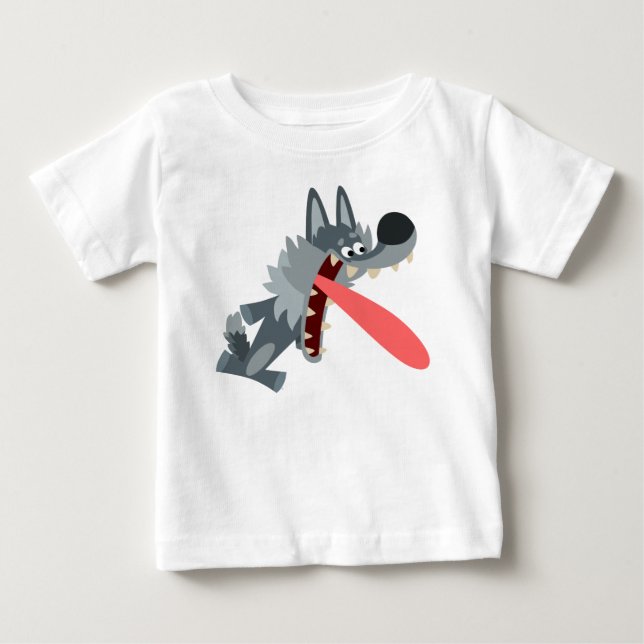 Niedlicher aufgeregter Cartoon Wolf Baby T - Shirt (Vorderseite)