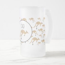 Niedlicher australischer Kangaroo-MusterIndividuel Mattglas Bierglas