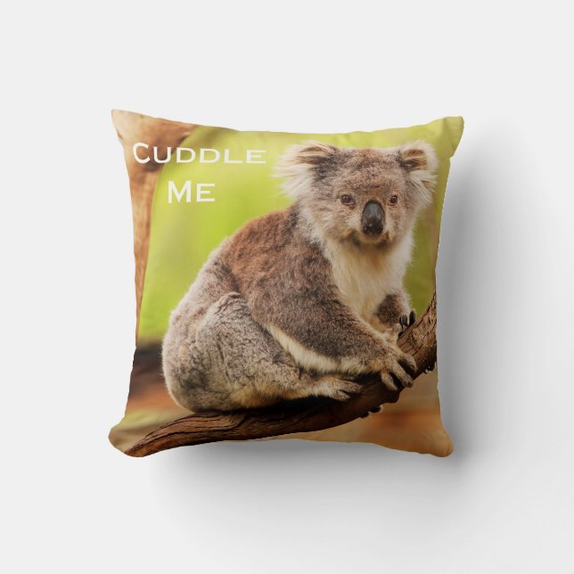 Niedlicher australischer Koala in einem Eukalyptus Kissen (Vorderseite)