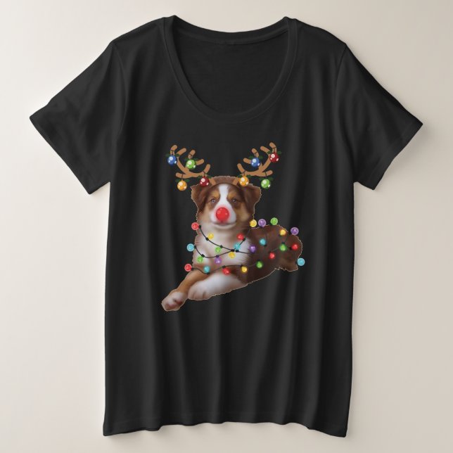 Niedlicher australischer Schäferhund Dog Xmas Weih Große Größe T-Shirt (Design vorne)
