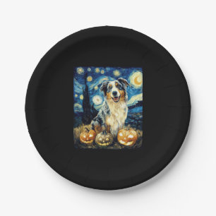 Niedlicher australischer Schäferhund Halloween Jac Pappteller