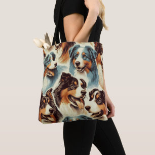 Niedlicher australischer Schäferhund nahtlos Tasche