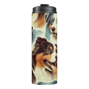 Niedlicher australischer Schäferhund nahtlos Thermosbecher