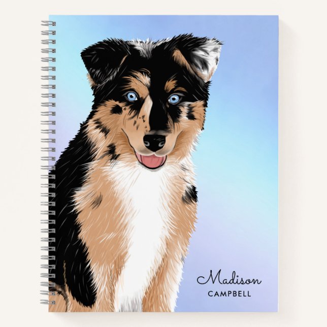 Niedlicher australischer Schäferhund | Name | Past Notizbuch (Vorderseite)