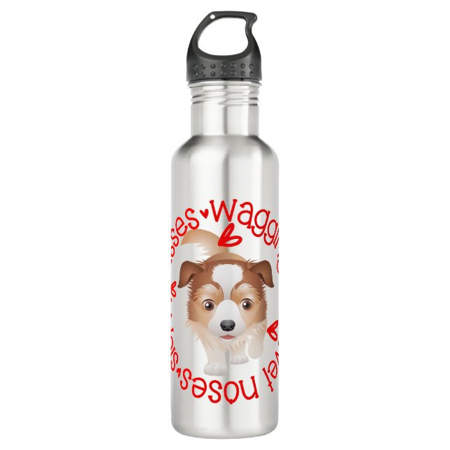 Niedlicher australischer Schäferhund, Sloppy Kisse Edelstahlflasche (Vorderseite)