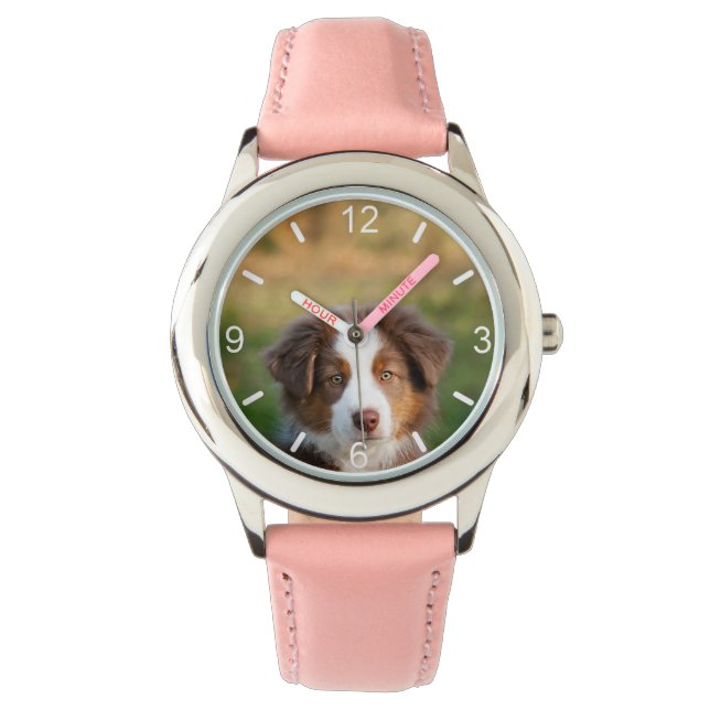 Niedlicher australischer Schäferhund Welpe - Wähls Armbanduhr (Vorderseite)