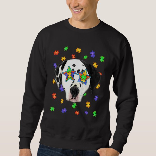 Niedlicher Autismus Dalmatiner Hund Puzzle Sonnenb Sweatshirt (Vorderseite)