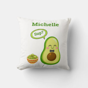 Niedlicher Avacado Handgezeichneter Name Guacamole Kissen