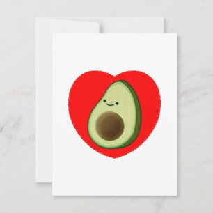 Niedlicher Avocado-Cartoon im roten Herzen Postkar Karte