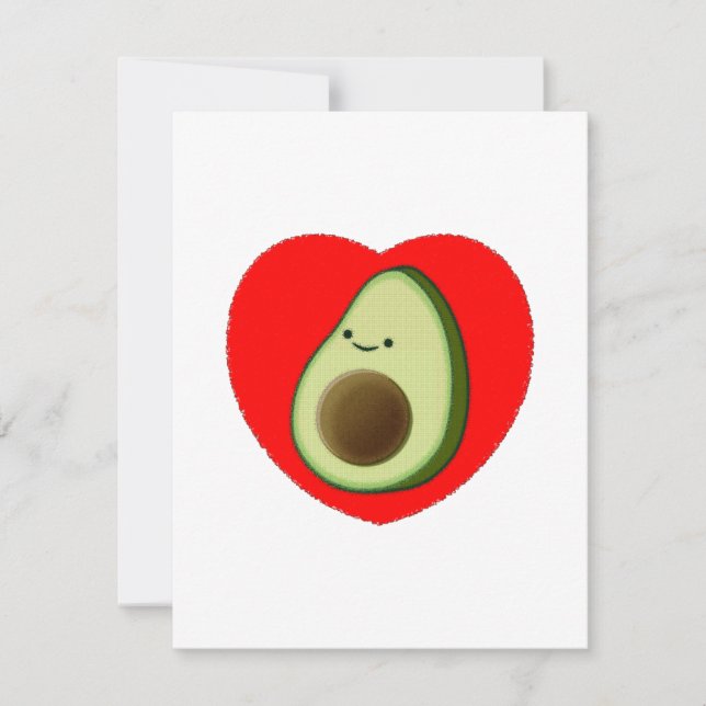 Niedlicher Avocado-Cartoon im roten Herzen Postkar Karte (Vorderseite)